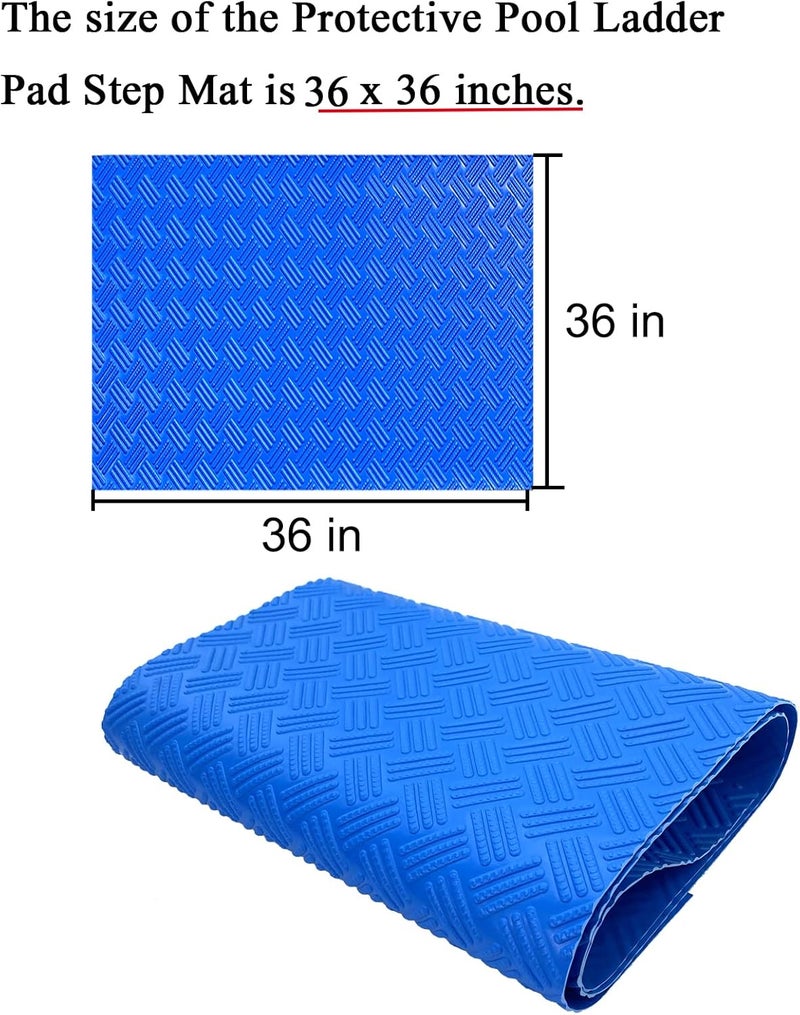 SKARUMMER Swimming Pool Ladder Mat - Protective Pool Ladder Pad Step Mat with Non-Slip Texture, Blue Medium Blue Medium Pool Step Mat, Pool Liner Protection Mat (36 X 36 inch) - Image 2